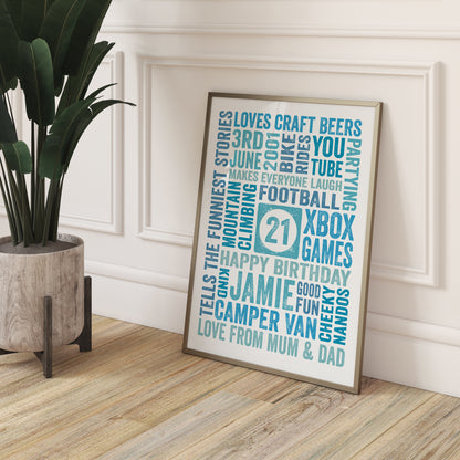 Custom Word Art Print - Milestone Birthday