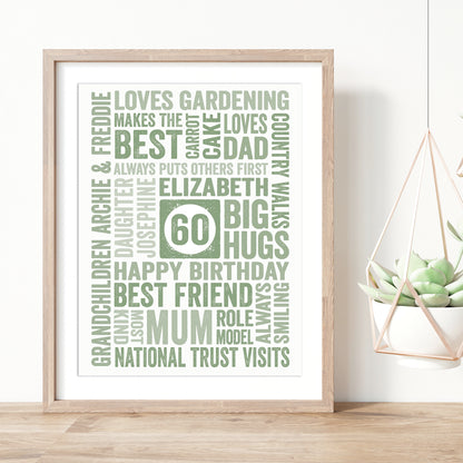 Custom Word Art Print - Milestone Birthday