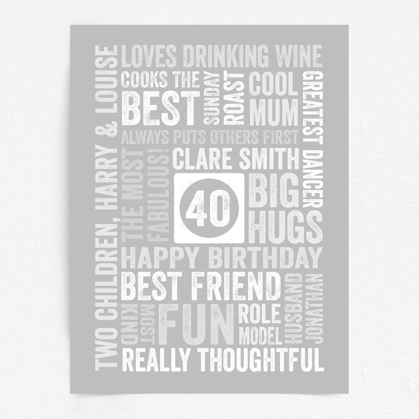 Custom Word Art Print - Milestone Birthday