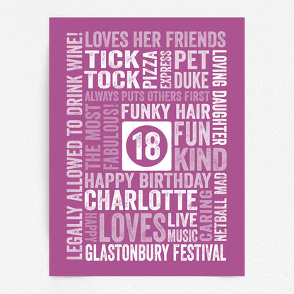 Custom Word Art Print - Milestone Birthday