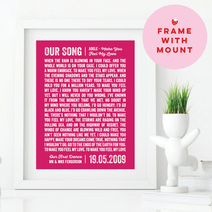 Custom Music Lover Print - Our Song Lyrics