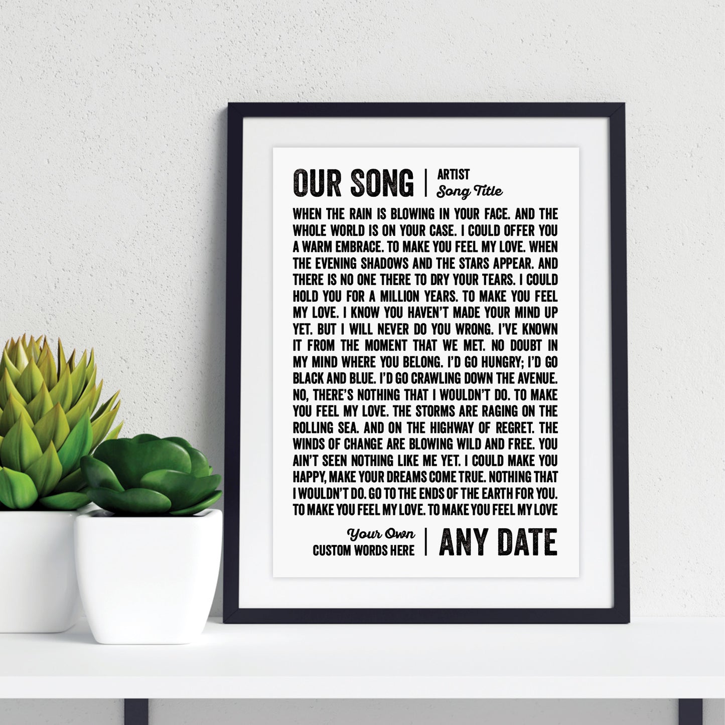 Custom Music Lover Print - Our Song Lyrics