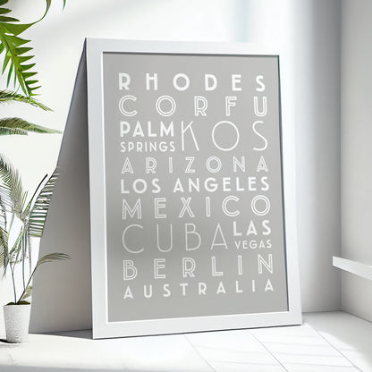 Custom Travel Print - Favourite Destinations List