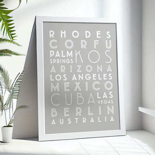 Custom Travel Print - Favourite Destinations List