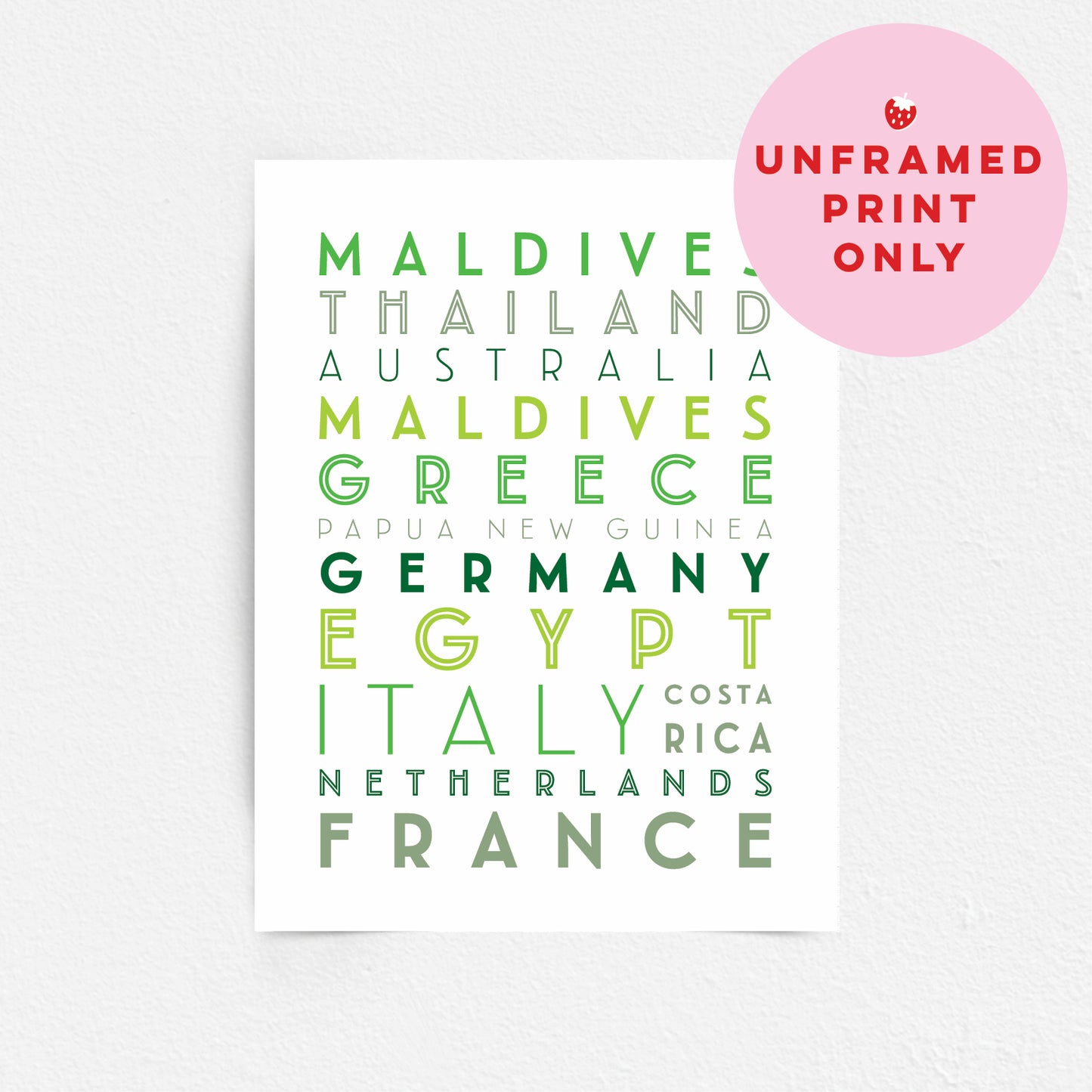 Custom Travel Print - Favourite Destinations List
