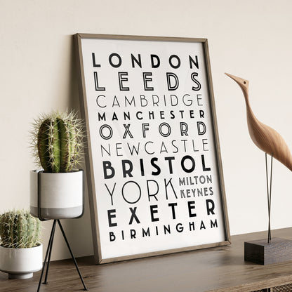 Custom Travel Print - Favourite Destinations List