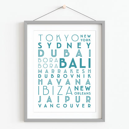 Custom Travel Print - Favourite Destinations List
