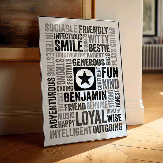 Custom Word Art Print - Star or Heart