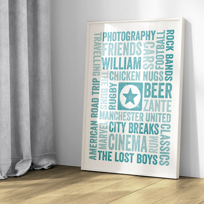 Custom Word Art Print - Star or Heart