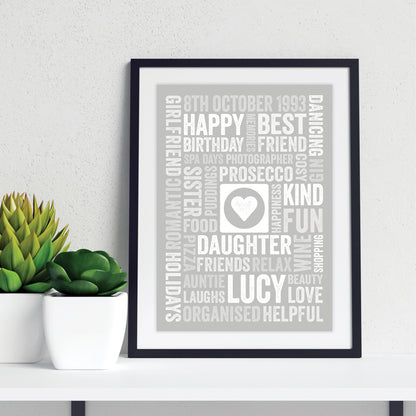 Custom Word Art Print - Star or Heart