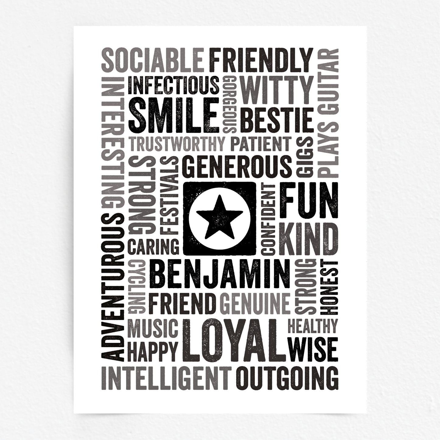 Custom Word Art Print - Star or Heart