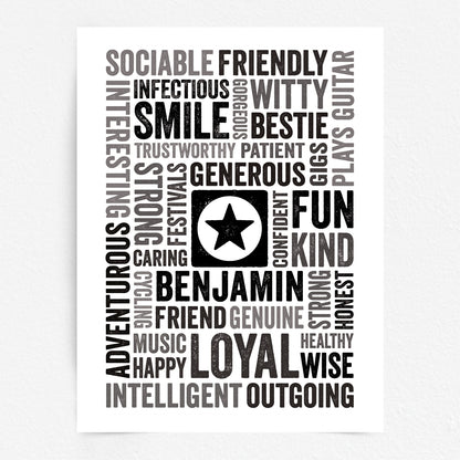 Custom Word Art Print - Star or Heart