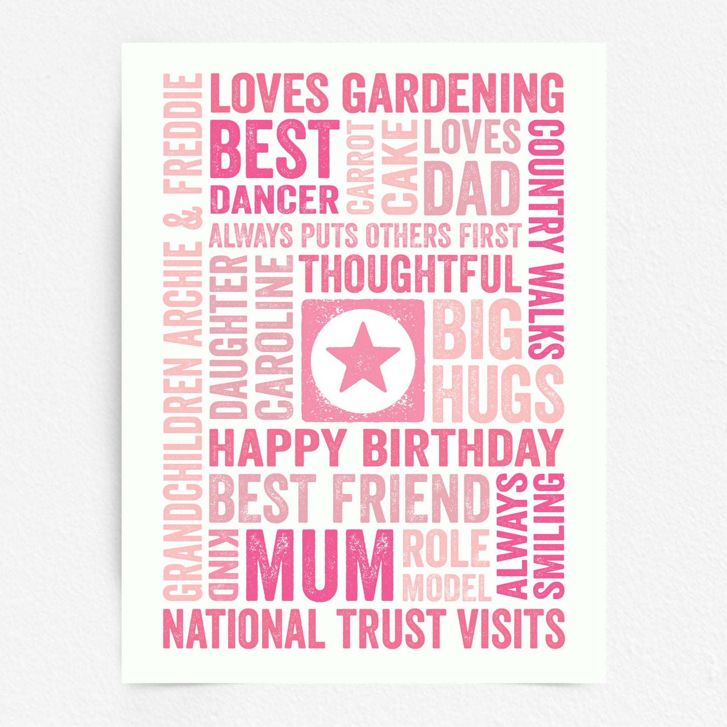 Custom Word Art Print - Star or Heart