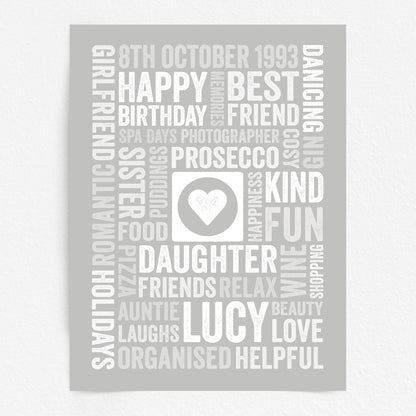 Custom Word Art Print - Star or Heart