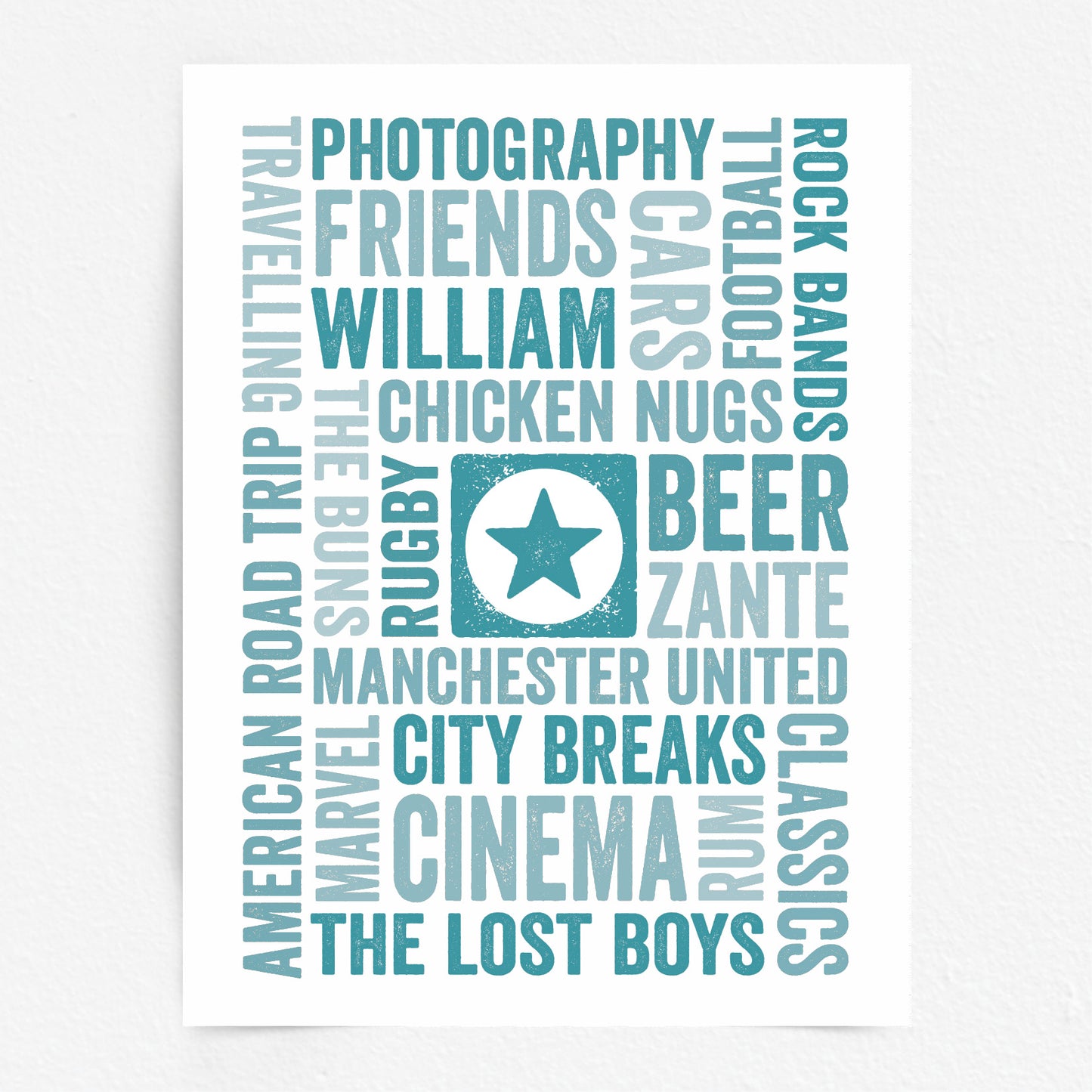 Custom Word Art Print - Star or Heart