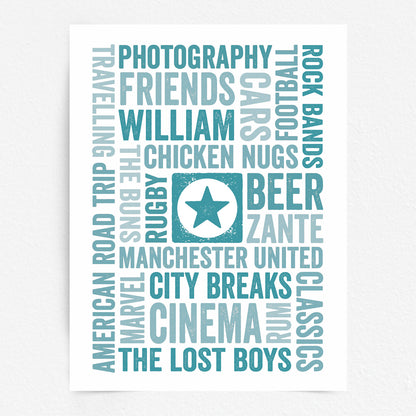 Custom Word Art Print - Star or Heart