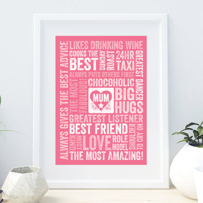 Custom Word Art Print - For Mum
