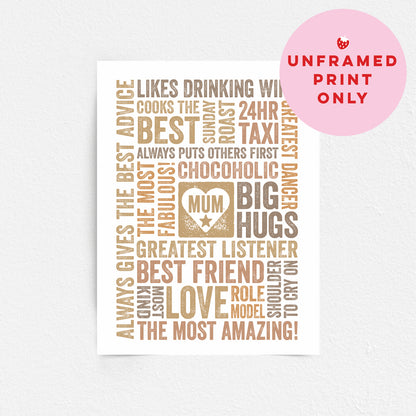 Custom Word Art Print - For Mum
