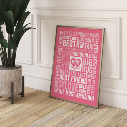 Custom Word Art Print - For Mum