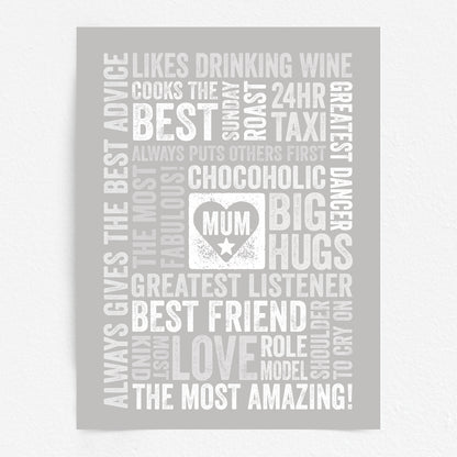 Custom Word Art Print - For Mum