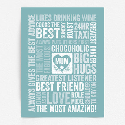 Custom Word Art Print - For Mum