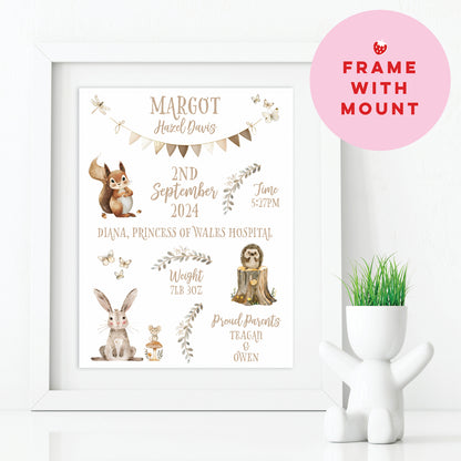 Custom Baby Print - Woodland Animals