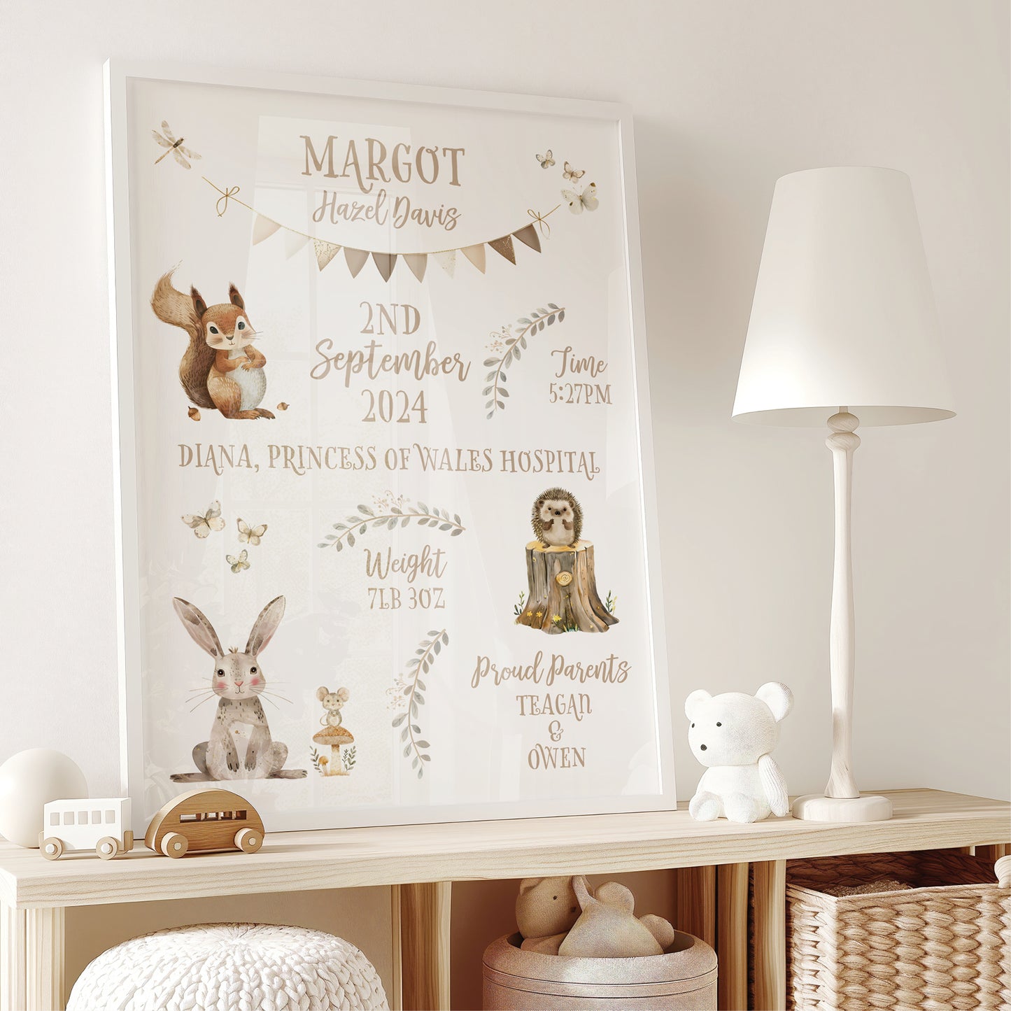 Custom Baby Print - Woodland Animals
