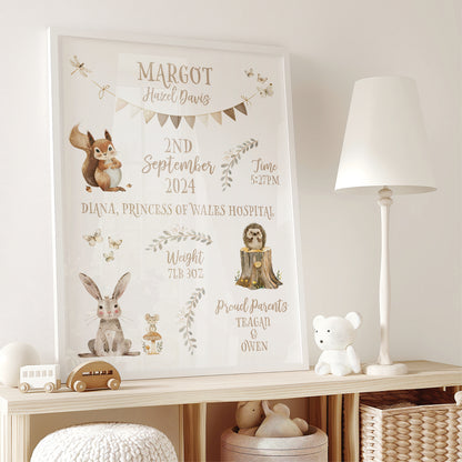 Custom Baby Print - Woodland Animals