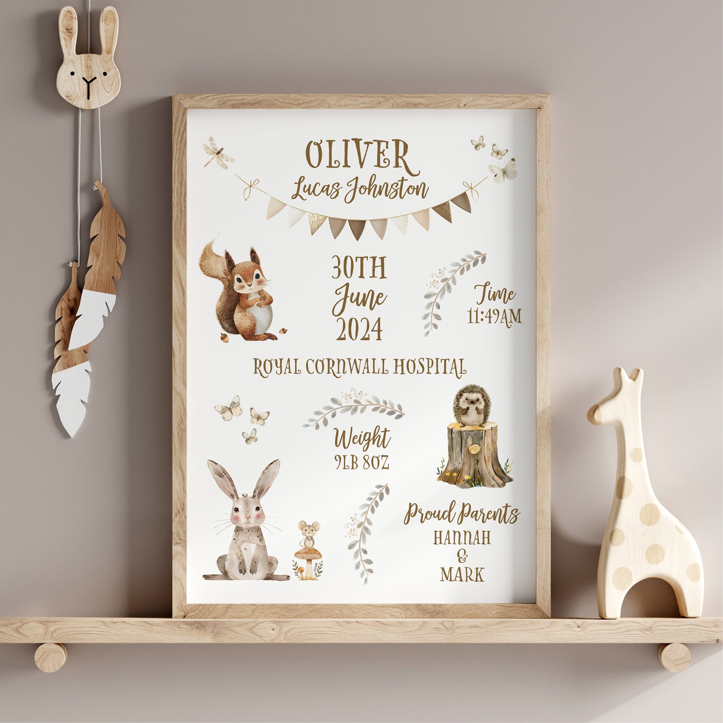 Custom Baby Print - Woodland Animals