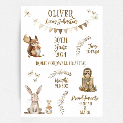 Custom Baby Print - Woodland Animals