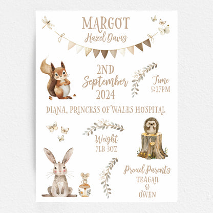 Custom Baby Print - Woodland Animals