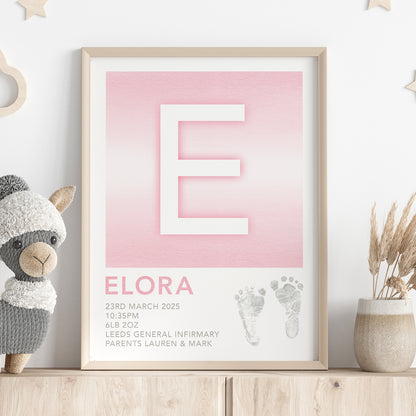 Custom Baby Print - Footprint & Initial