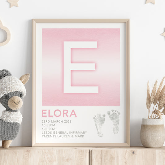 Custom Baby Print - Footprint & Initial