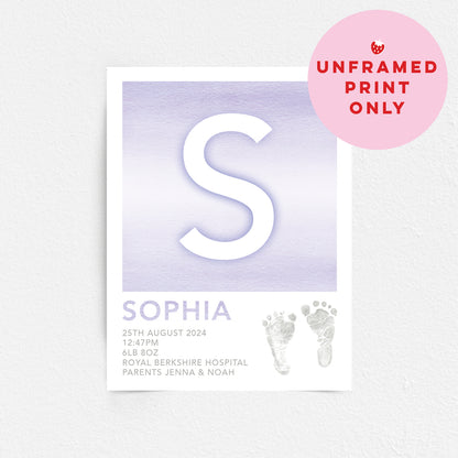 Custom Baby Print - Footprint & Initial