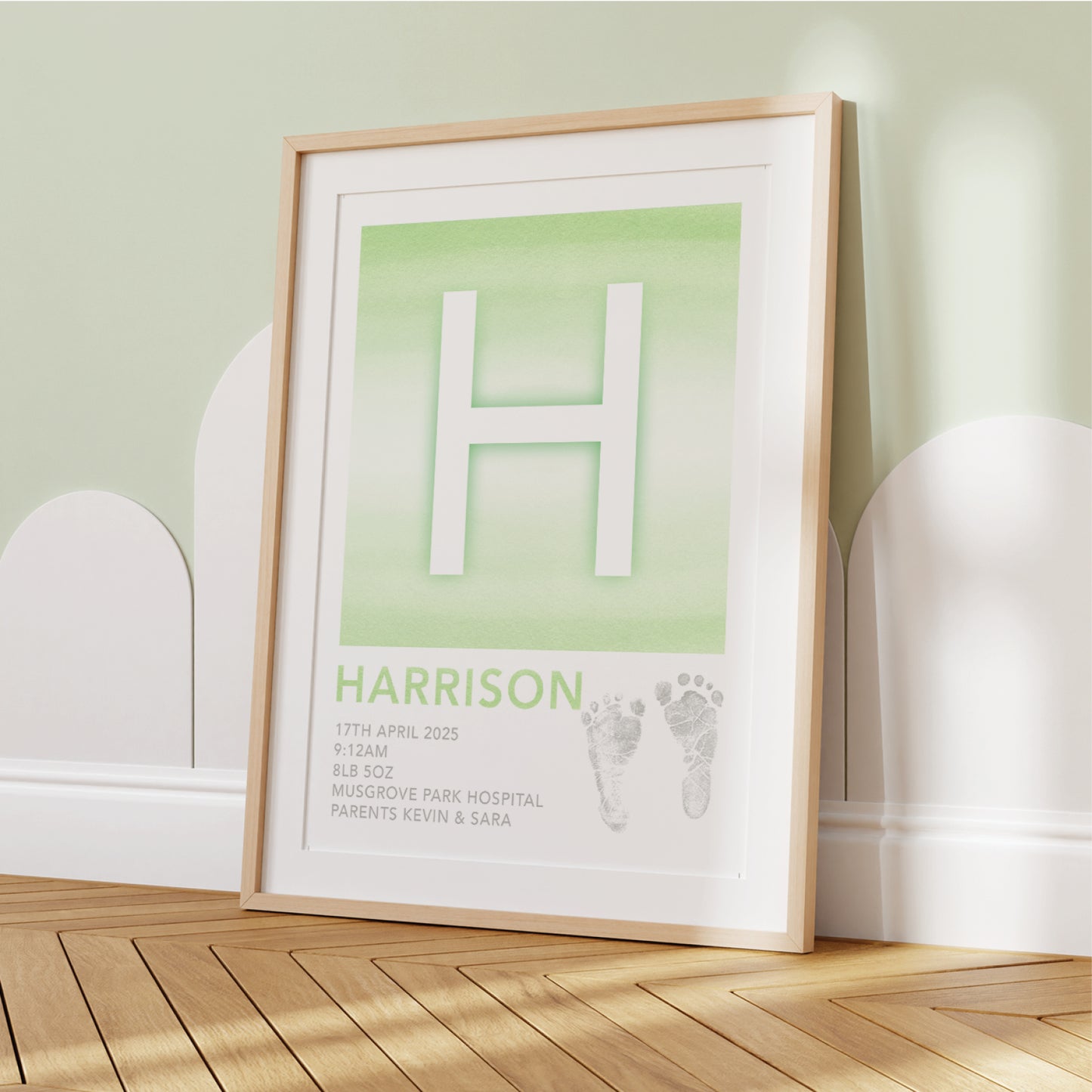 Custom Baby Print - Footprint & Initial