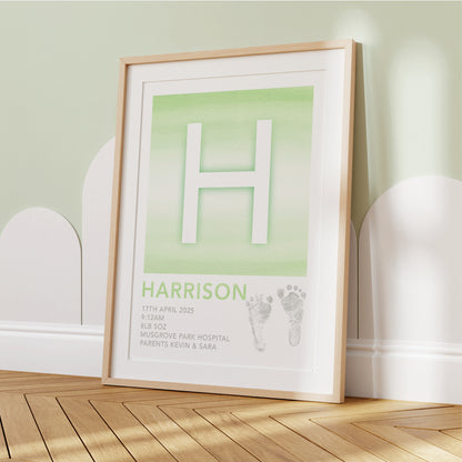 Custom Baby Print - Footprint & Initial