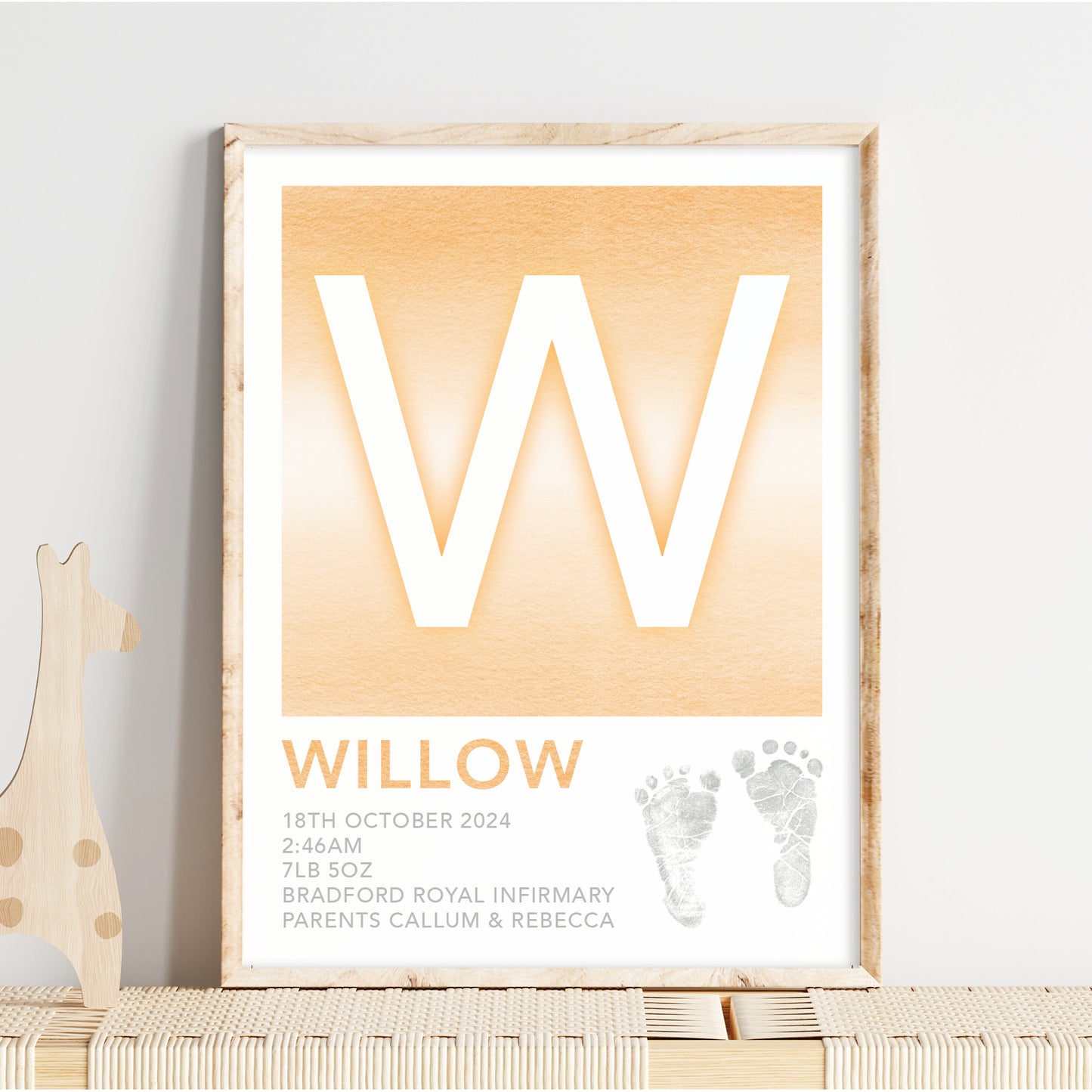 Custom Baby Print - Footprint & Initial