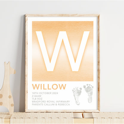 Custom Baby Print - Footprint & Initial