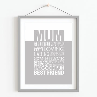 Custom Word Art Print - Best Mum
