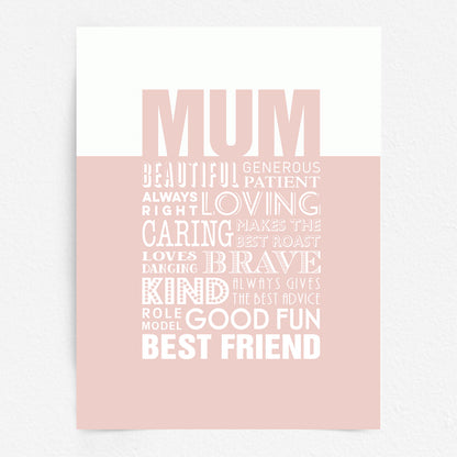 Custom Word Art Print - Best Mum