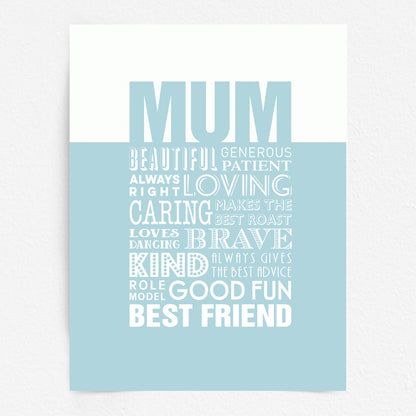 Custom Word Art Print - Best Mum