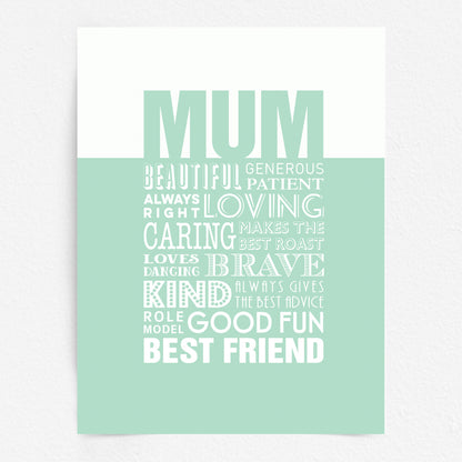 Custom Word Art Print - Best Mum