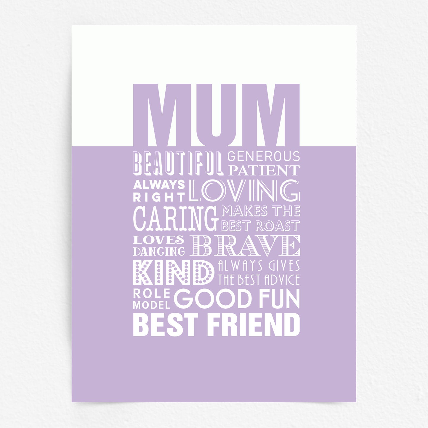 Custom Word Art Print - Best Mum