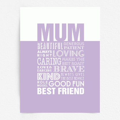 Custom Word Art Print - Best Mum