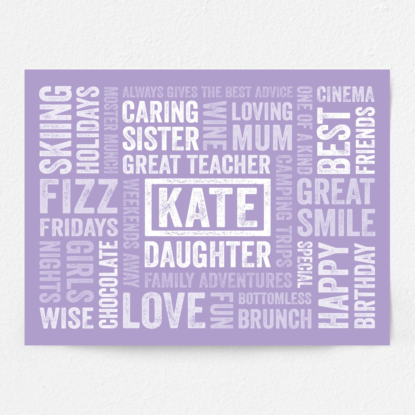 Purple Word art print with name in the middle