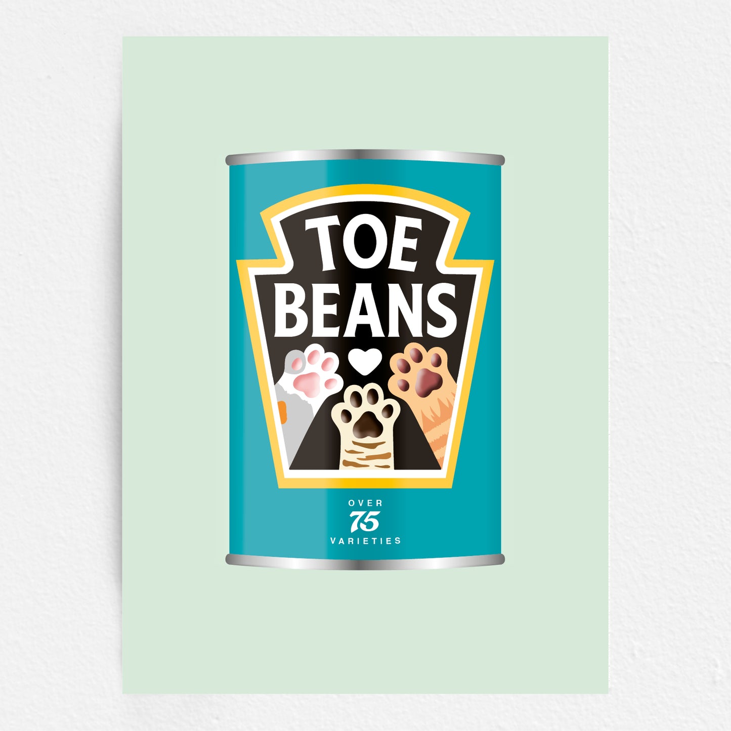 Toe Beans Print - Cat Lover Wall Art Gift - Funny Pet Home Decor