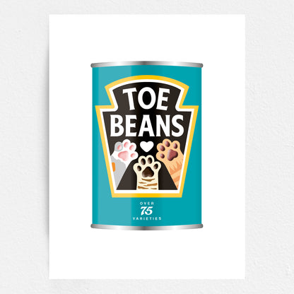 Toe Beans Print - Cat Lover Wall Art Gift - Funny Pet Home Decor