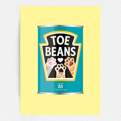 Toe Beans Print - Cat Lover Wall Art Gift - Funny Pet Home Decor