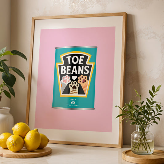 Toe Beans Print - Cat Lover Wall Art Gift - Funny Pet Home Decor