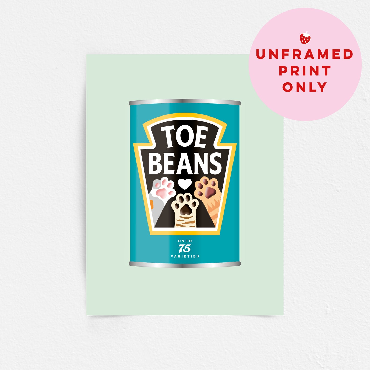 Toe Beans Print - Cat Lover Wall Art Gift - Funny Pet Home Decor